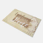 天然色ブラウンベージュのバーラップのスクリプト文字かわいい ドアマット (アングル)