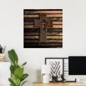 天然茶色の木製クロス ポスター (ホームオフィス)
