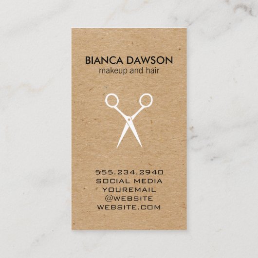 天然茶色の美容師ツールパターン 名刺 (裏面)