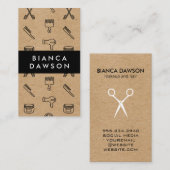 天然茶色の美容師ツールパターン 名刺 (正面/裏面)