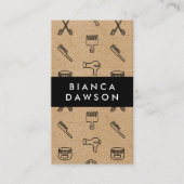 天然茶色の美容師ツールパターン 名刺 (正面)