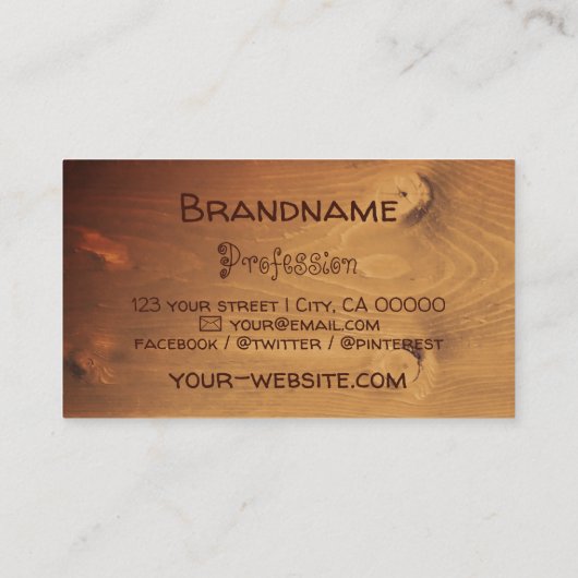 天然茶色素朴の木の木の樹皮グレイン 名刺 (裏面)
