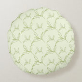 天然茶葉ミントグリーンシームレスパターン ラウンドクッション (裏面)