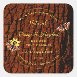天然褐色木粒樹皮製品ラベル スクエアシール