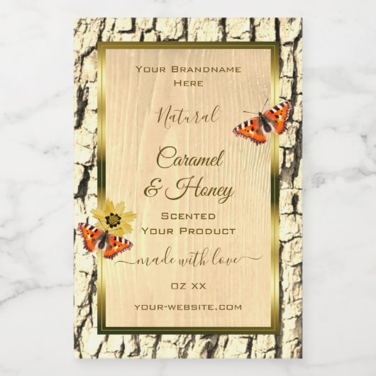 天然褐色木粒樹皮製品ラベル フードラベル (シングルラベル)