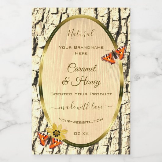 天然褐色木粒樹皮製品ラベル フードラベル (シングルラベル)