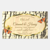 天然褐色木粒樹皮製品ラベル 長方形シール (正面)