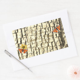 天然褐色木粒樹皮製品ラベル 長方形シール