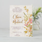 天然野結婚花 箔招待状 (立ち正面)