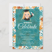 天然鋼青重ねワイルドフラワー卒業 招待状 (正面)