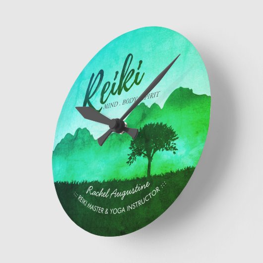 天然霊気マスターヨガ仲介インストラクター ラウンド壁時計 (傾斜)