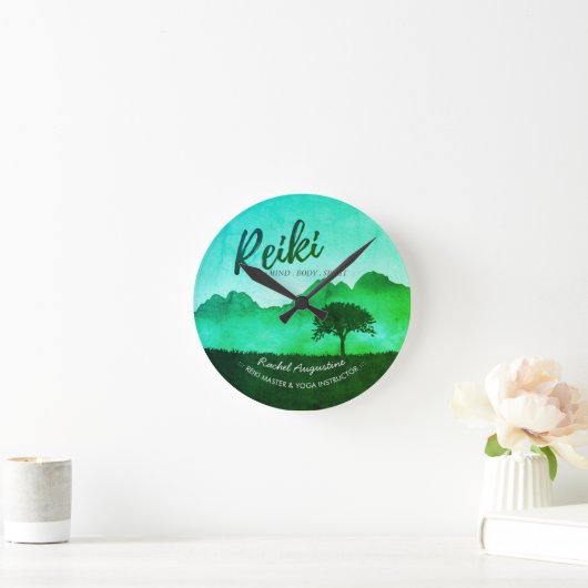 天然霊気マスターヨガ仲介インストラクター ラウンド壁時計 (ホーム)