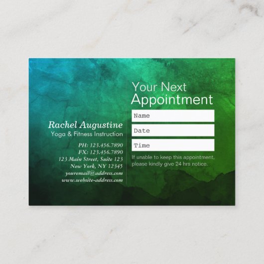 天然霊気マスターヨガ仲介インストラクター 予約カード (裏面)