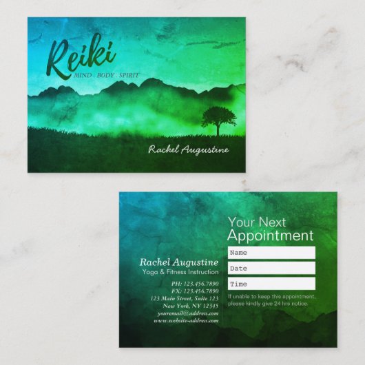 天然霊気マスターヨガ仲介インストラクター 予約カード (正面/裏面)