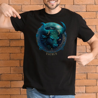 天牛〔占星術の〕十二宮図シンボルファンタジータウラスメン Tシャツ