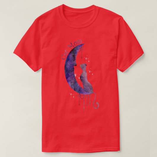 天猫と月 Tシャツ (デザイン正面)