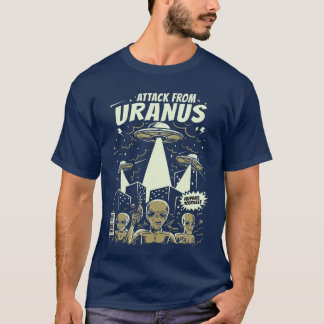 天王星からの攻撃 レトロ宇宙人UFOコミックブー Tシャツ
