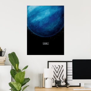 天王星プラネットアートワーク – コズミック宇宙イラストレーション ポスター