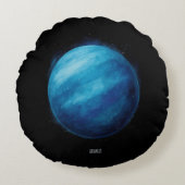 天王星プラネットアートワーク – コズミック宇宙イラストレーション ラウンドクッション (正面)
