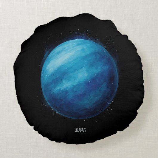 天王星プラネットアートワーク – コズミック宇宙イラストレーション ラウンドクッション (裏面)