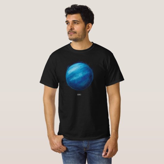 天王星プラネットアートワーク – コズミック宇宙イラストレーション Tシャツ (正面フル)