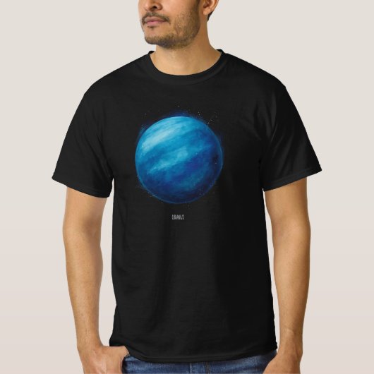 天王星プラネットアートワーク – コズミック宇宙イラストレーション Tシャツ (正面)