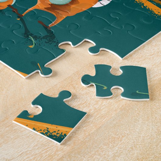 天王星ヴィンテージ漫画旅行ポスター ジグソーパズル (側面)