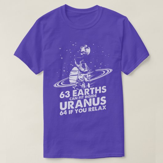 天王星天文学アストロナウの内側に63の地球が収まる Tシャツ (デザイン正面)