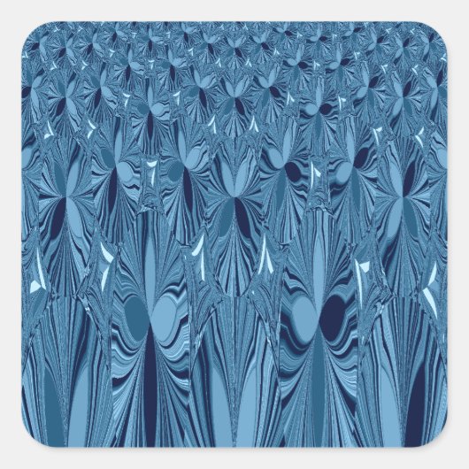 天球壮麗：虹色ブルーバラデザイン スクエアシール (正面)