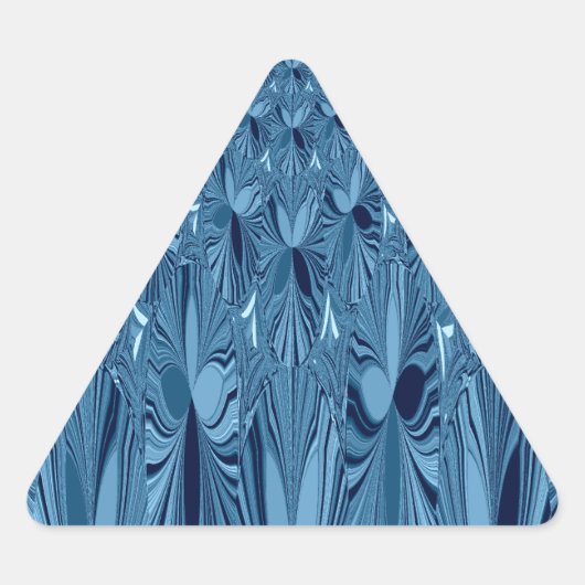 天球壮麗:虹色ブルーバラデザイン 三角形シール (正面)