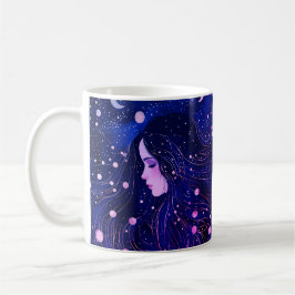 天界の女性 女神 月 星 空 コーヒーマグカップ