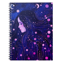 天界の女性 女神 月 星 空 ノートブック