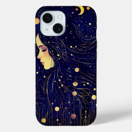 天界の女性 女神 月 星 空 iPhone 15ケース