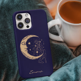 天界の女性 月と星、ボホ、エレガントゴールド iPhone 13ケース