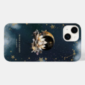 天界の金色の太陽、月、蓮の星の夜空 Case-Mate iPhoneケース (裏面 (横))