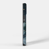 天界の金色の太陽、月、蓮の星の夜空 iPhoneケース (右側面)