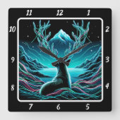 天界の鹿 月光 スクエア壁時計 (正面)