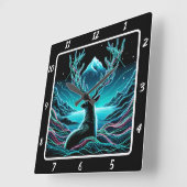 天界の鹿 月光 スクエア壁時計 (傾斜)