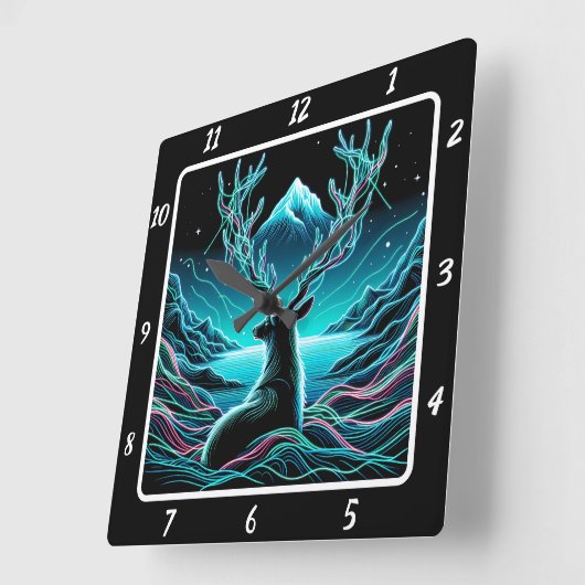 天界の鹿　月光 スクエア壁時計 (傾斜)