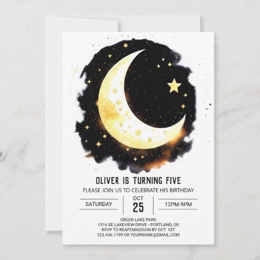 天疑問に思パーティー誕生日 招待状 (正面)