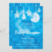 天白熱［赤熱］光を放つ星ムーンブルースカイベイビーシャワー 招待状 (正面/裏面)