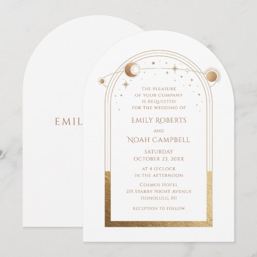 天白金ゴールド太陽ムーンスターズ 招待状 (正面/裏面)