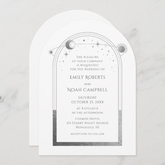 天白銀の太陽の月の星 招待状 (正面/裏面)
