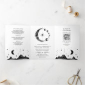 天白黒三日月結婚相 三つ折り招待状 (内部)