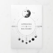 天白黒三日月結婚相 三つ折り招待状 (カバー)