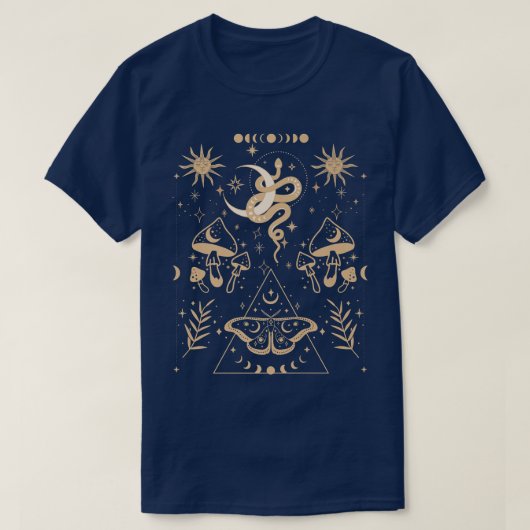 天的美的神秘的なキノコタロットサンモ Tシャツ (デザイン正面)