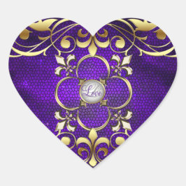 天皇紫ハートステンドグラス愛ステッカー ハートシール