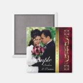 天皇赤い写真日付磁石を保存 マグネット (正面/裏面)