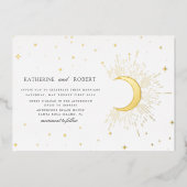 天真夜中のシルバー結婚スターズ 箔招待状 (正面)