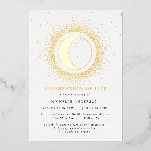 天真夜中の星お祝い 箔招待状 (正面)